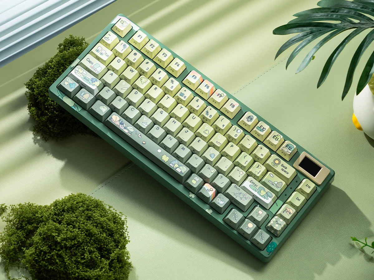 Womier SK80 Green Keyboard Gasket Mounted RGB Hot Swap with Color OLED Display 75% Mechanical Gaming Keyboard for PC