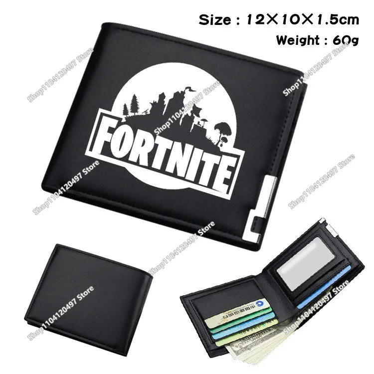 Carteras Fortnites para niños, monedero Anime Fortress Night, tarjetero de dibujos animados, bolso corto de cuero, cartera plegable de moda, regalo para niños
