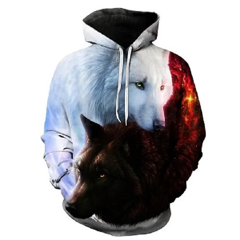 Animal Wolf – bluzy z kapturem drukowane w 3D dla mężczyzn i kobiet, modne, codzienne, oversize, swetry typu pullover, styl hip-hopowy, Harajuku, odzież uliczna