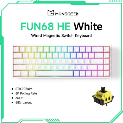 Teclado magnético Akko MonsGeek FUN68 FUN60 PRO&MAX HE 60% 65% para gaming, teclados gaming Rapid Trigger 8K, teclado personalizado para gamer e esports