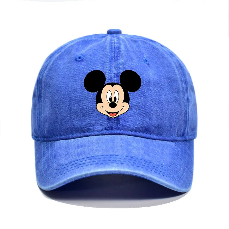 Retro Washed Mickey Mouse Print Baseball Cap Men Women Vintage Kpop Snapback Cap Adjustable Breathable Trucker Hat Sunscreen Hat