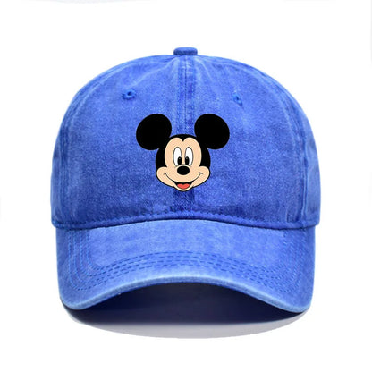 Retro Washed Mickey Mouse Print Baseball Cap Men Women Vintage Kpop Snapback Cap Adjustable Breathable Trucker Hat Sunscreen Hat