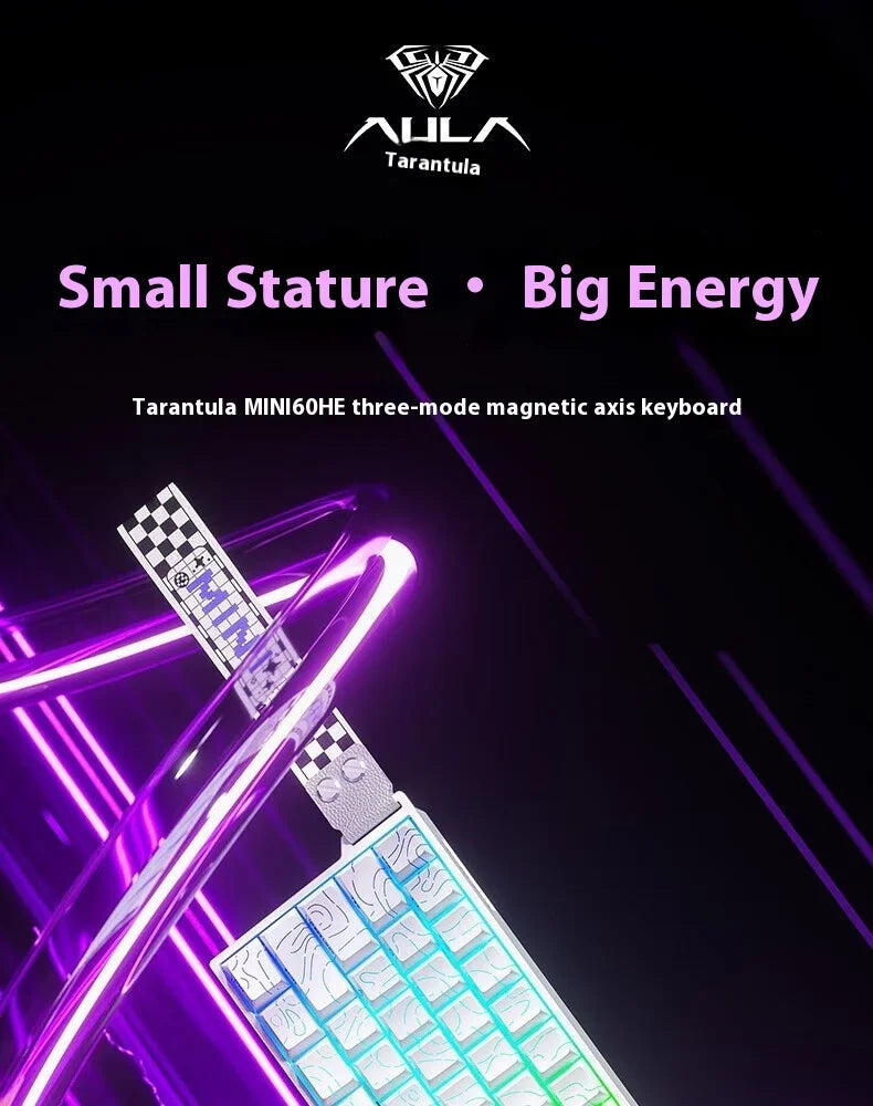 AULA Mini60 HE Magnetic Switch Keyboard RGB Tri Mode Wireless Mechanical Keyboard 8000Hz 0.01mmRT Gaming Keyboard Gamer Gifts