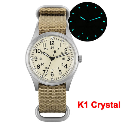Militado ML07 Military Watch VH31 Quartz Movement Sapphire Crystal Luminous AR Coating Vintage Watches 100m Waterproof