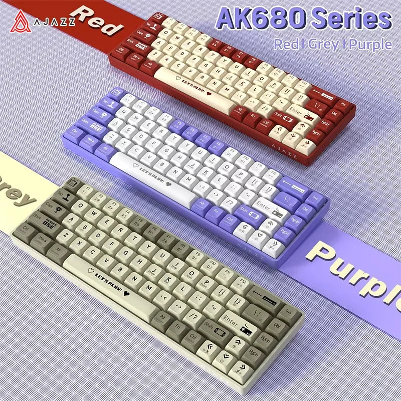 AJAZZ AK680 65% Wireless Mechanical Keyboard ABS Keycap Hot Swap Gamer Keyboard Custom Gasket Gaming Accessories for Pc Laptop