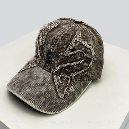 New Men Women Personal Embroidered Wing Double-edged Blade Baseball Hats Sunshade Distress Versatile Street Peaked Caps Fashion