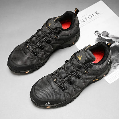 HIKEUP Zapatillas de senderismo para hombre de cuatro estaciones, calzado deportivo de exterior en cuero genuino resistente al desgaste, zapatos de escalada con suela de goma para trekking