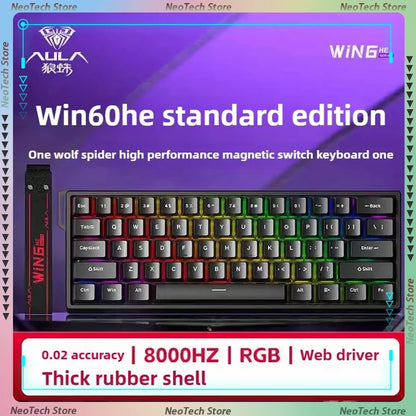 Aula Win60He Magnetic Switch Keyboard Wired Win 60 HE Mechanical Keyboard Esports Gamer Win68 Keyboards Custom Win60 He Gifts
