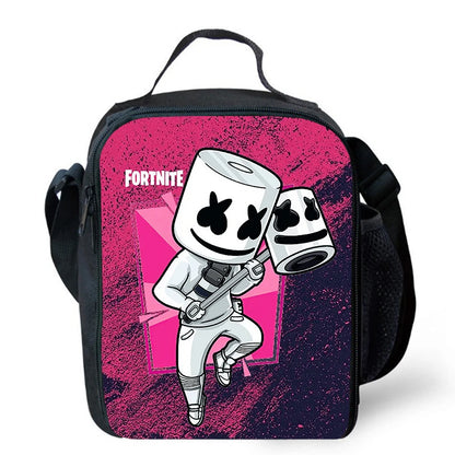 Fortnite cartoon lunch bag, portable insulated lunch bag, reusable food storage bag, suitable for children and students.