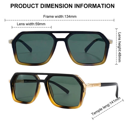 Vintage Steampunk Polarized Sunglasses Women Double Bridge Black 2026 Luxury Designer Driving Shades For Lady Fashion Eyewear