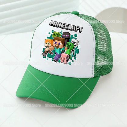 Minecrafted Mesh Baseball Caps Cartoon Figures Adult Children Sports Hats Boys Girls Summer Outdoor Sunshade Peaked Caps Gift