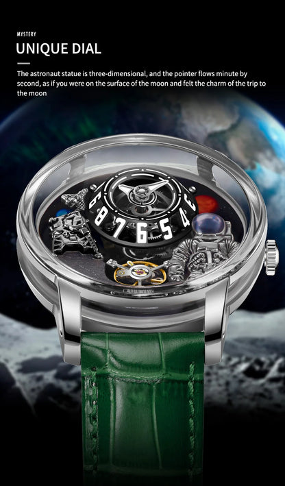 PINDU Watch Men New Space Series Unique Design Three-dimensional Dial Arabic Numerals Luminous Sapphire Mechanical Watch W2101B