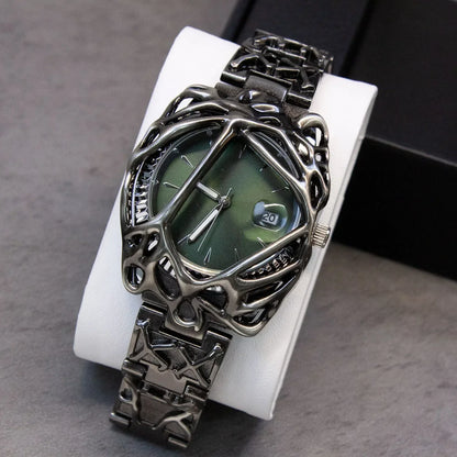 Fashion Y2K Antique Alabaster Quartz Watch Men Retro Black Strap Red Medieval Old Unique Creative Men Watches Luminous AAA Clock