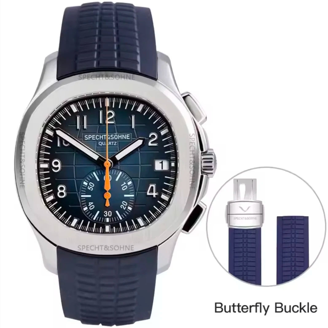 2026 New Specht&Sohne Men's Watches Quartz Watch Top Brand Luxury Chronograph Sport Rubber Luminous 5Bar Waterproof Reloj Hombre