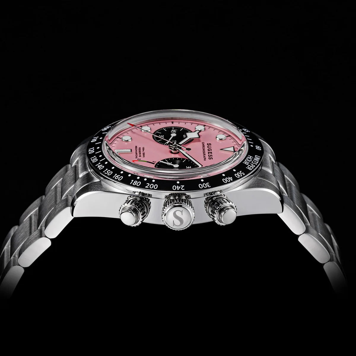 Sugess Chronograph Men Watch Original ST1907 Swanneck Pilot Mechanical Wristwatches Domed Sapphire Crystal Dopamine S457 2025new