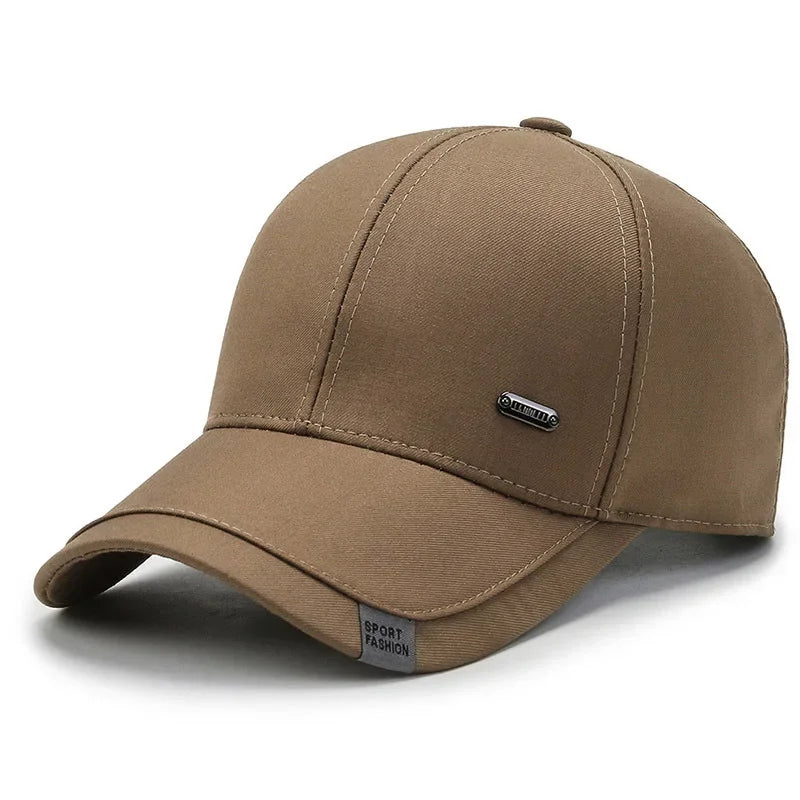 Men's Baseball Hat Hard Top Spring Autumn Big Head Circumference Cotton Cap Sun Protection Dad Cap Adjustable Strap Fishing Hat