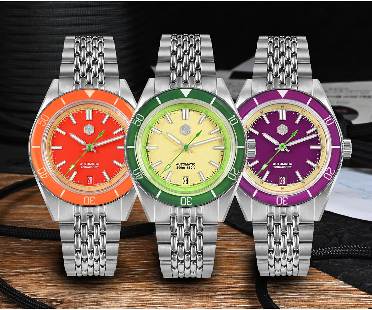 San Martin 39.5mm Summer Dive Watch Fashion Fun Fruit Series Men Sports Watches NH35 Automatic Mechanical 20 ATM SN0116 Reloj