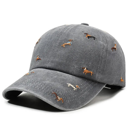 New puppy retro spring and autumn fashion washed Auteng soft top baseball cap, street worn new duckbill hat with embroidery