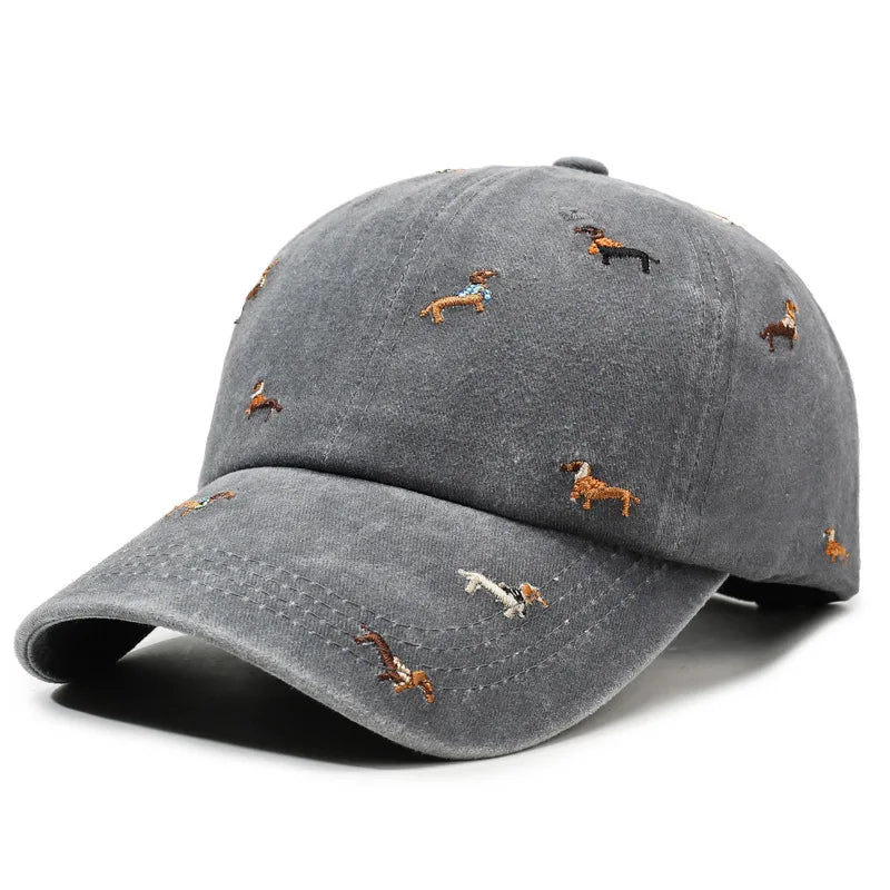 New puppy retro spring and autumn fashion washed Auteng soft top baseball cap, street worn new duckbill hat with embroidery