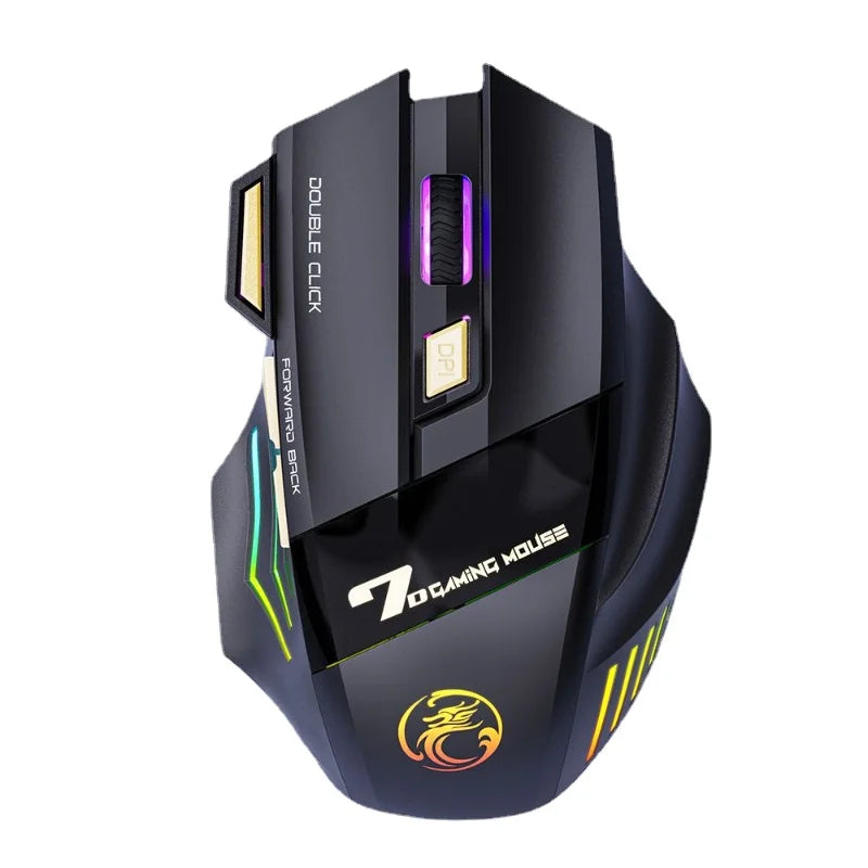 GW 2.4G and Bluetooth Wireless Mouse Silent Rechargeable Breathing Light 7 Keys DPI Adjustable Optical Sensor Mouse Game Office