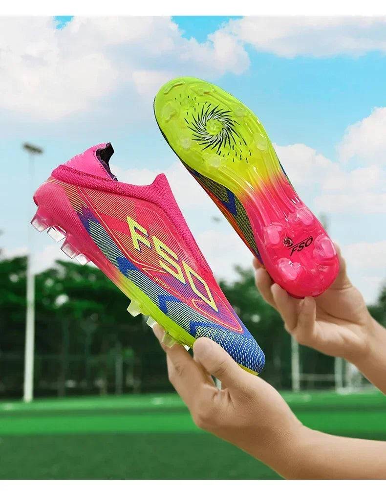 Nouvelles chaussures de football pour hommes, mi-hautes, légères, très vendues, pour l'entraînement sur herbe, antidérapantes, crampons de haute qualité pour l'extérieur.