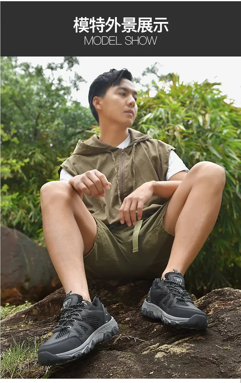 Men's Hiking Shoes Breathable Mesh Sports Single Shoes Summer Outdoor Wear-resistant  Hiking and Hunting Tactical Sports Shoes