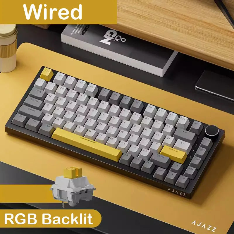 Teclado mecánico gaming AJAZZ AK820 Pro con cable e inalámbrico, switches intercambiables en caliente, retroiluminación RGB trimodo, diseño compacto 70%, PC/Mac
