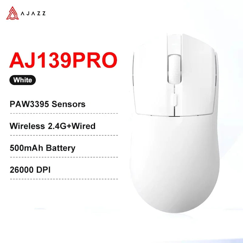 AJAZZ AJ139 V2 MC/AJ139 PRO draadloze gamingmuis met PAW3311/PAW3395-sensor, 12000DPI/26000DPI, 500mAh Bluetooth-gamermuis voor pc