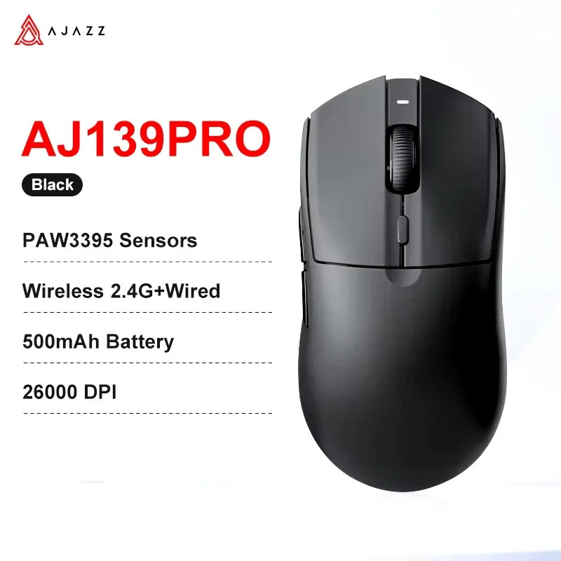 AJAZZ AJ139 V2 MC/AJ139 PRO draadloze gamingmuis met PAW3311/PAW3395-sensor, 12000DPI/26000DPI, 500mAh Bluetooth-gamermuis voor pc