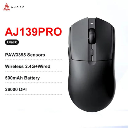 AJAZZ AJ139 V2 MC/AJ139 PRO draadloze gamingmuis met PAW3311/PAW3395-sensor, 12000DPI/26000DPI, 500mAh Bluetooth-gamermuis voor pc