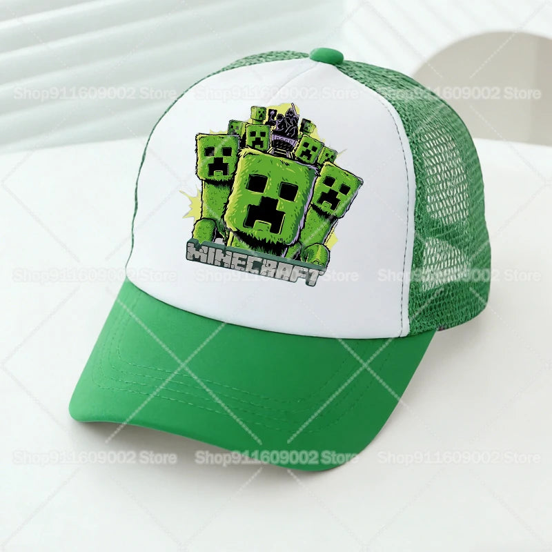 Minecrafted Mesh Baseball Caps Cartoon Figures Adult Children Sports Hats Boys Girls Summer Outdoor Sunshade Peaked Caps Gift