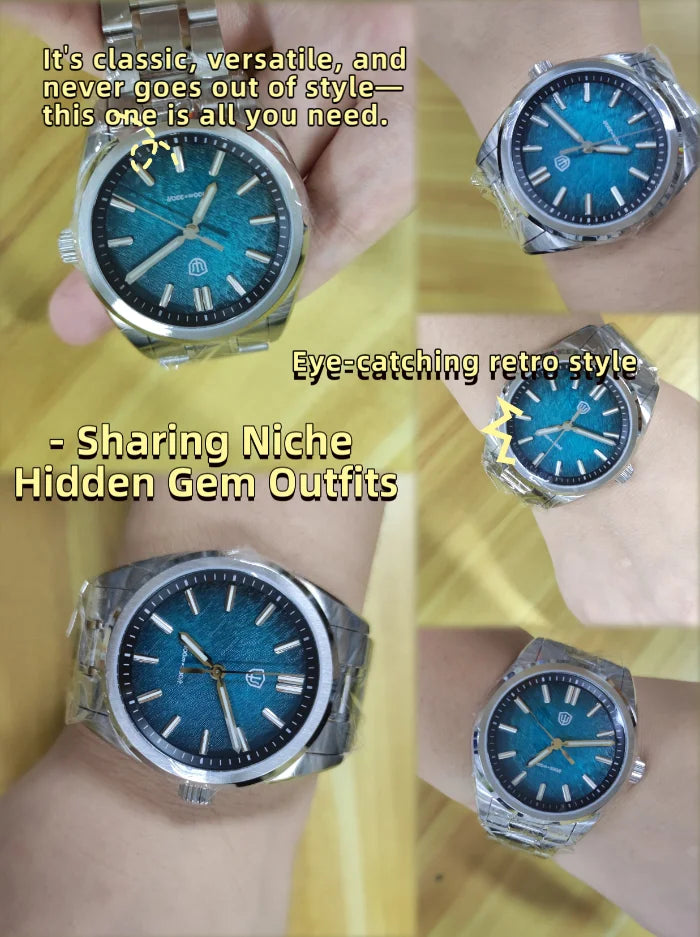 Watchdives WD0003B ‌Aventurine Dial Watch VH31 Quartz Movement Sapphire Crystal Luminous 100m Waterproof 36mm Vintage Watches