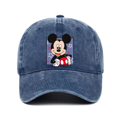Retro Washed Mickey Mouse Print Baseball Cap Men Women Vintage Kpop Snapback Cap Adjustable Breathable Trucker Hat Sunscreen Hat