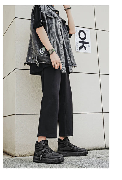 Baskets décontractées de mode, chaussures de skateboard montantes, bottines pour étudiants, hommes et femmes, tendance, résistantes à l'usure, bicolores, pour couples