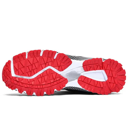 2025 Thick Soled Sports Shoes Youth Mesh Breathable Running Shoes Trend Spring Summer Korean Large Black and White Shoes walk