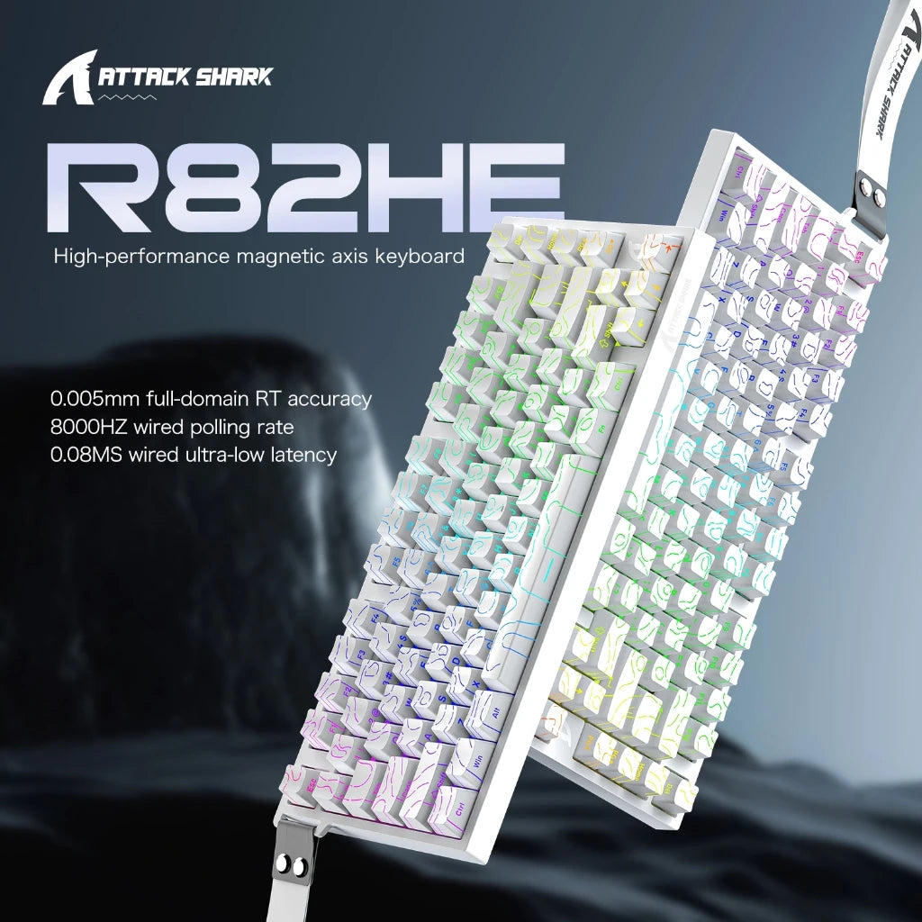 ATTACK SHARK R82HE High-Performance Magnetic Axis Keyboard, 8K Rate, 0.08ms Latency, 0.005mm RT Accuracy, 75% Layout, Five-Layer