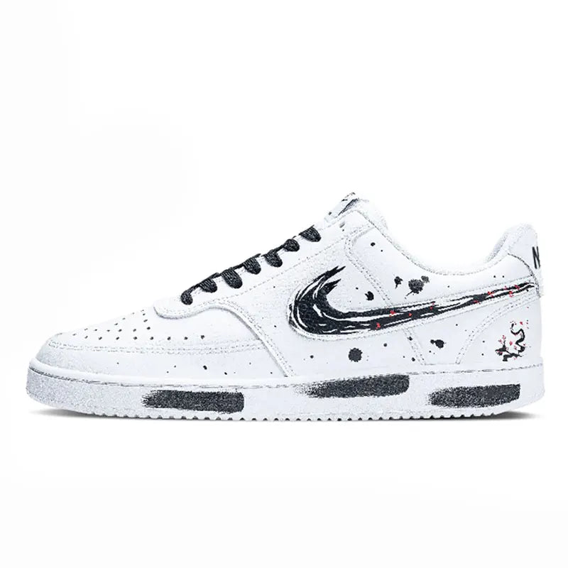 Räätälöidyt lenkkarit Nike Court Vision 1 Low, ink wash -tyyli, kiinalaistyylinen roiskevaikutus, kulutusta kestävät miesten skeittikengät