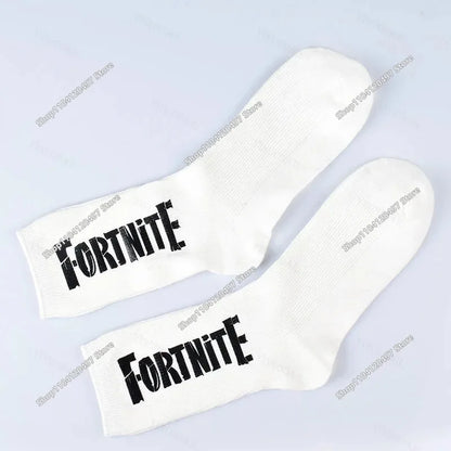 Meias Desportivas FORTNITE de Verão Pretas e Brancas, Respiráveis, Baixas e Invisíveis, em Algodão Macio para Desporto e Uso Casual