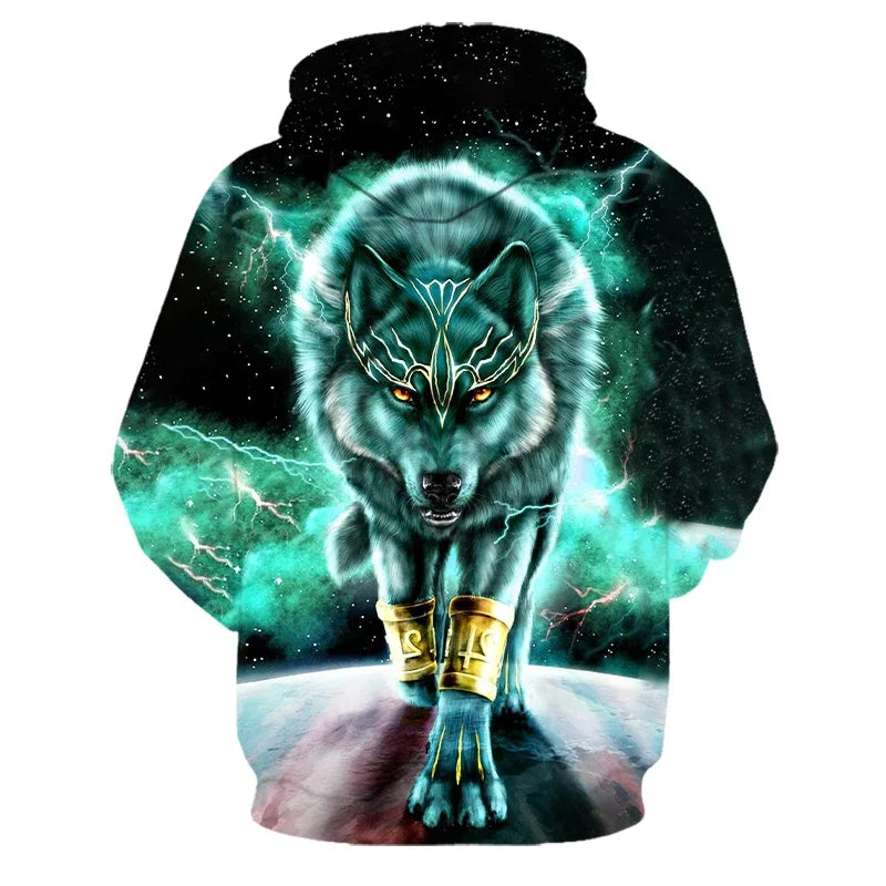 Animal Wolf – bluzy z kapturem drukowane w 3D dla mężczyzn i kobiet, modne, codzienne, oversize, swetry typu pullover, styl hip-hopowy, Harajuku, odzież uliczna
