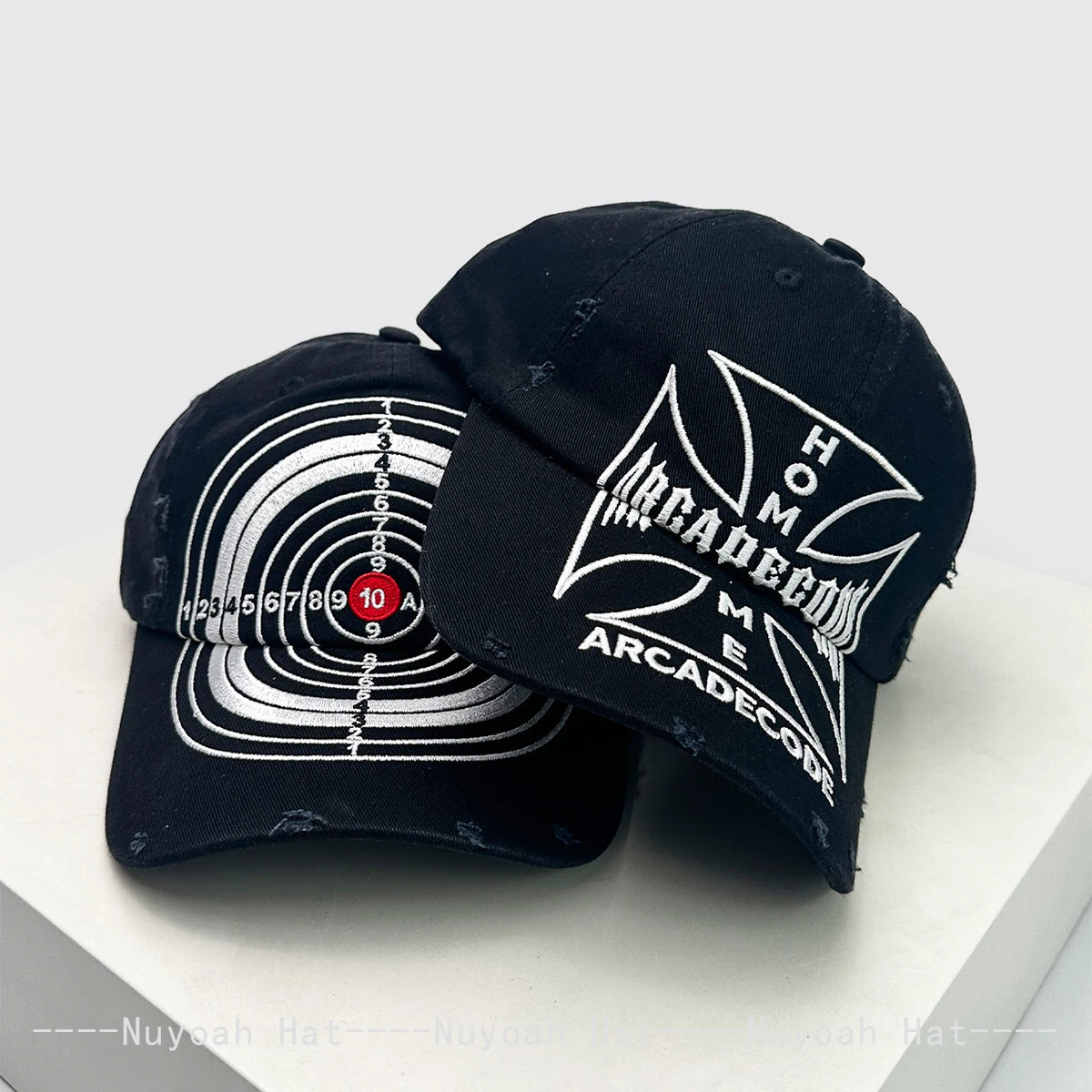 New Unisex Broken Style Bull's-eye Cross Embroidery Baseball Hats Sunshade Personal Versatile Peaked Caps Street Fashion Hip Hop