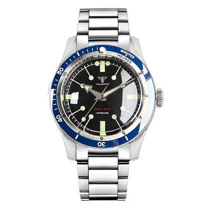 Tandorio Waterproof Watch Men Dome Sapphire Crystal Roman Numbers 120 Clicks Bezel NH35A/Miyota 8215 Movt Silicone Grey Dial