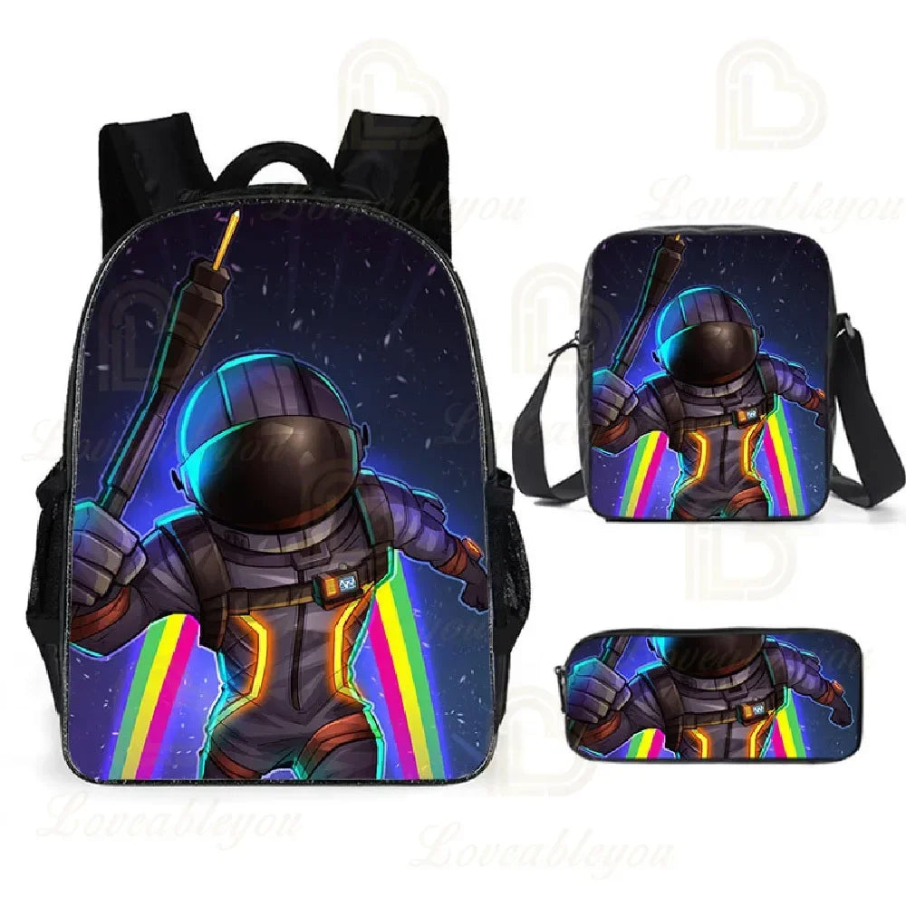 F-FORTNITE Battle Games Backpack for Children School Bag Boys Girls Primary Crossbody Pencil Case Kids Toddler Backpack