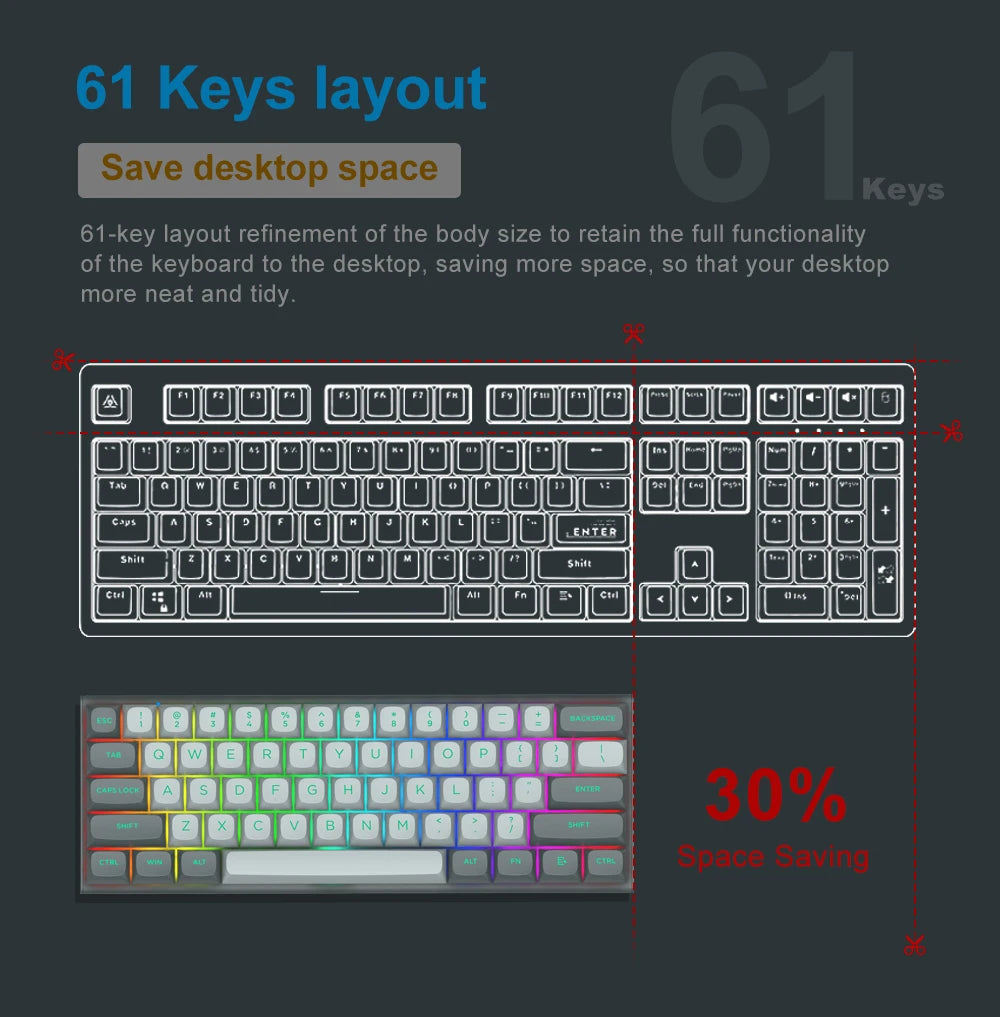 E-YOOSO Hz-61 RGB USB Mini 8K RT Mechanical Gaming Keyboard Magnetic Switch 61 Key Wired for Computer PC Laptop detachable cable
