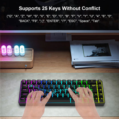 Tastiera meccanica gaming 68 tasti russo-inglese, tastiera bilingue con retroilluminazione RGB per il gaming