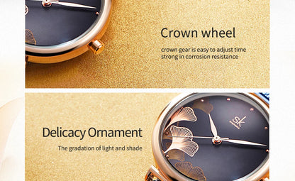 Shengke Originale Design Woman Watches Fashion Lucky Clover Fashion Women's Quartz Wristwatches Top Luxury Elengent Female Clock