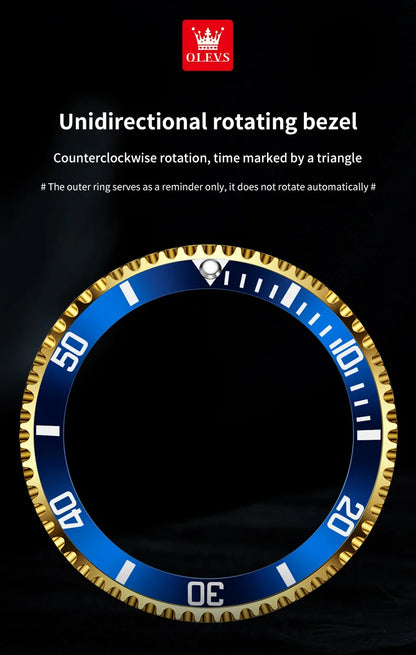 OLEVS 6729 Original Men's Watches Stainless Steel Waterproof Luminous Date Week Moon Phase Automatic Mechanical Watches for Man