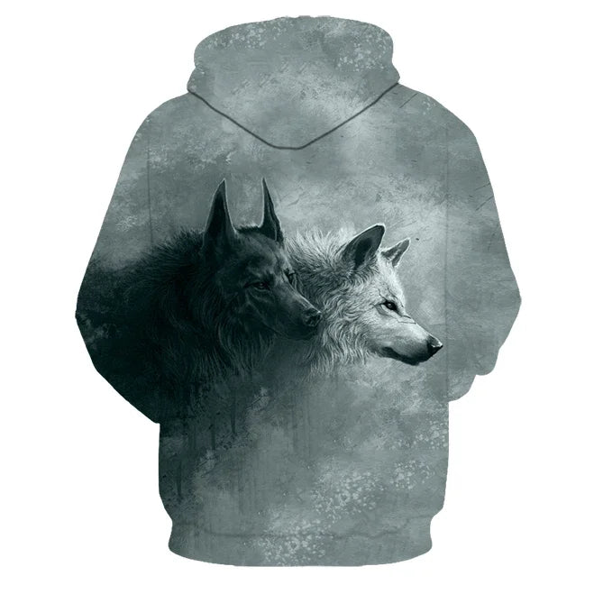 Animal Wolf – bluzy z kapturem drukowane w 3D dla mężczyzn i kobiet, modne, codzienne, oversize, swetry typu pullover, styl hip-hopowy, Harajuku, odzież uliczna