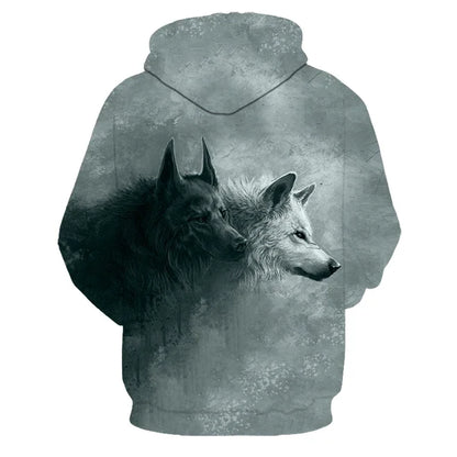 Animal Wolf – bluzy z kapturem drukowane w 3D dla mężczyzn i kobiet, modne, codzienne, oversize, swetry typu pullover, styl hip-hopowy, Harajuku, odzież uliczna