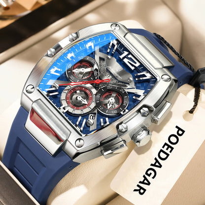POEDAGAR Fashion Brand Men's Watch Luminous Waterproof Date Sports Male Watch Chronograph Silicone Quartz Watches For Man Reloj