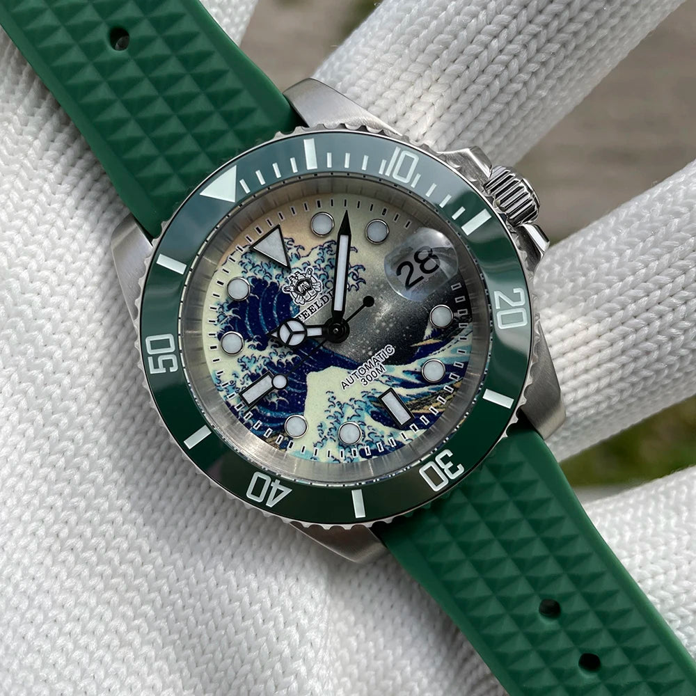 STEELDIVE New SD1953J 41mm Kanagawa Dial Sapphire Glass NH35 Automatic Movement 300M Waterproof Water Ghost Dive Watches For Men